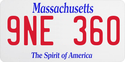 MA license plate 9NE360