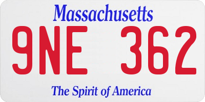 MA license plate 9NE362