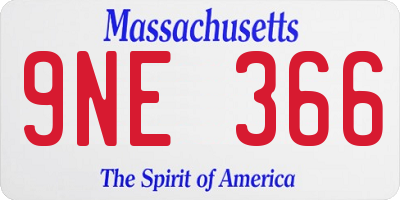 MA license plate 9NE366