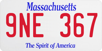 MA license plate 9NE367