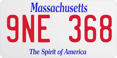 MA license plate 9NE368