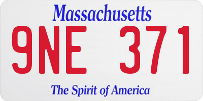 MA license plate 9NE371