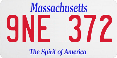 MA license plate 9NE372