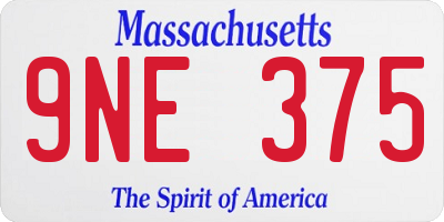 MA license plate 9NE375