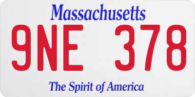 MA license plate 9NE378