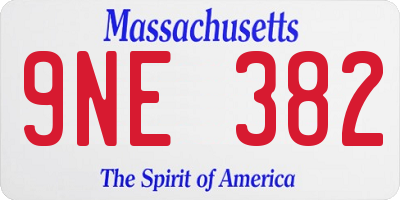 MA license plate 9NE382