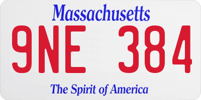 MA license plate 9NE384