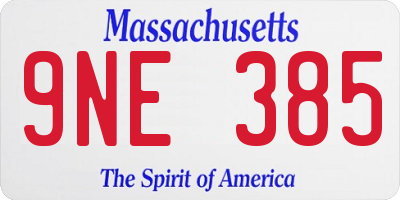 MA license plate 9NE385
