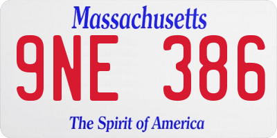 MA license plate 9NE386