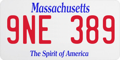 MA license plate 9NE389