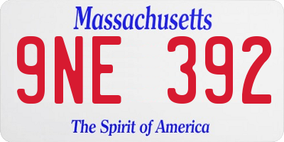 MA license plate 9NE392