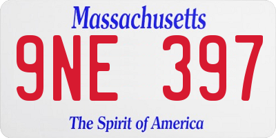 MA license plate 9NE397