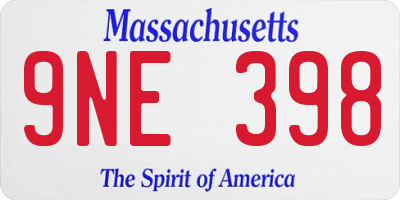MA license plate 9NE398