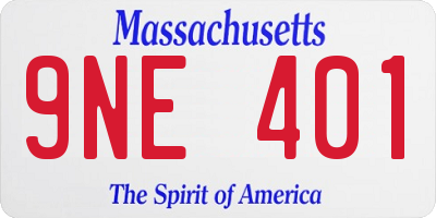 MA license plate 9NE401