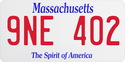 MA license plate 9NE402