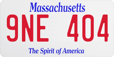 MA license plate 9NE404