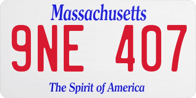 MA license plate 9NE407