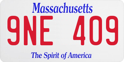 MA license plate 9NE409
