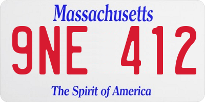 MA license plate 9NE412