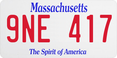 MA license plate 9NE417