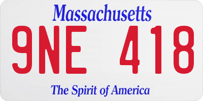 MA license plate 9NE418