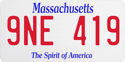 MA license plate 9NE419
