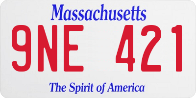 MA license plate 9NE421