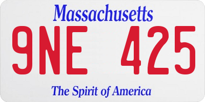MA license plate 9NE425