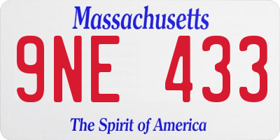 MA license plate 9NE433
