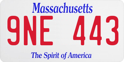 MA license plate 9NE443