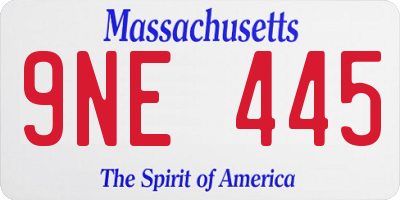 MA license plate 9NE445