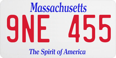 MA license plate 9NE455