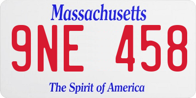 MA license plate 9NE458