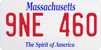 MA license plate 9NE460