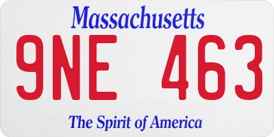 MA license plate 9NE463