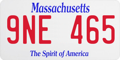 MA license plate 9NE465