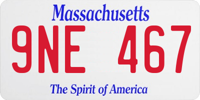 MA license plate 9NE467