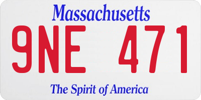 MA license plate 9NE471