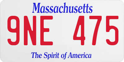 MA license plate 9NE475