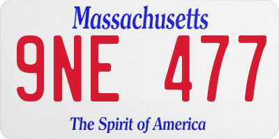 MA license plate 9NE477