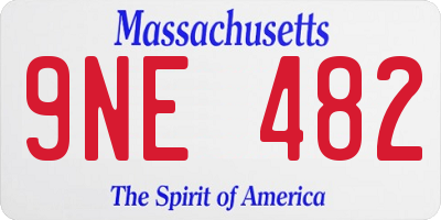MA license plate 9NE482