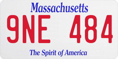MA license plate 9NE484