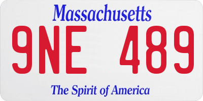 MA license plate 9NE489