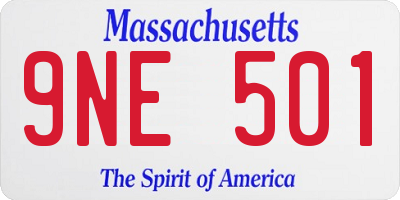 MA license plate 9NE501