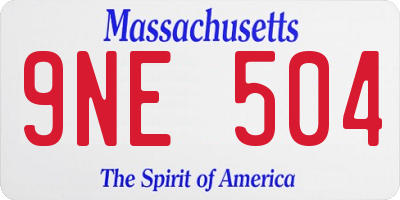 MA license plate 9NE504