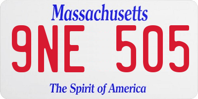 MA license plate 9NE505
