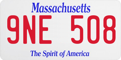 MA license plate 9NE508