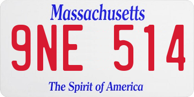 MA license plate 9NE514