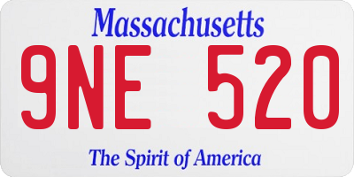 MA license plate 9NE520