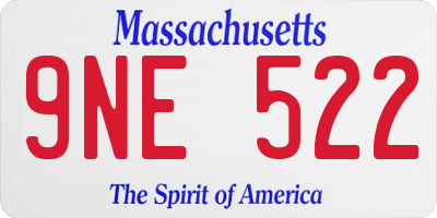 MA license plate 9NE522